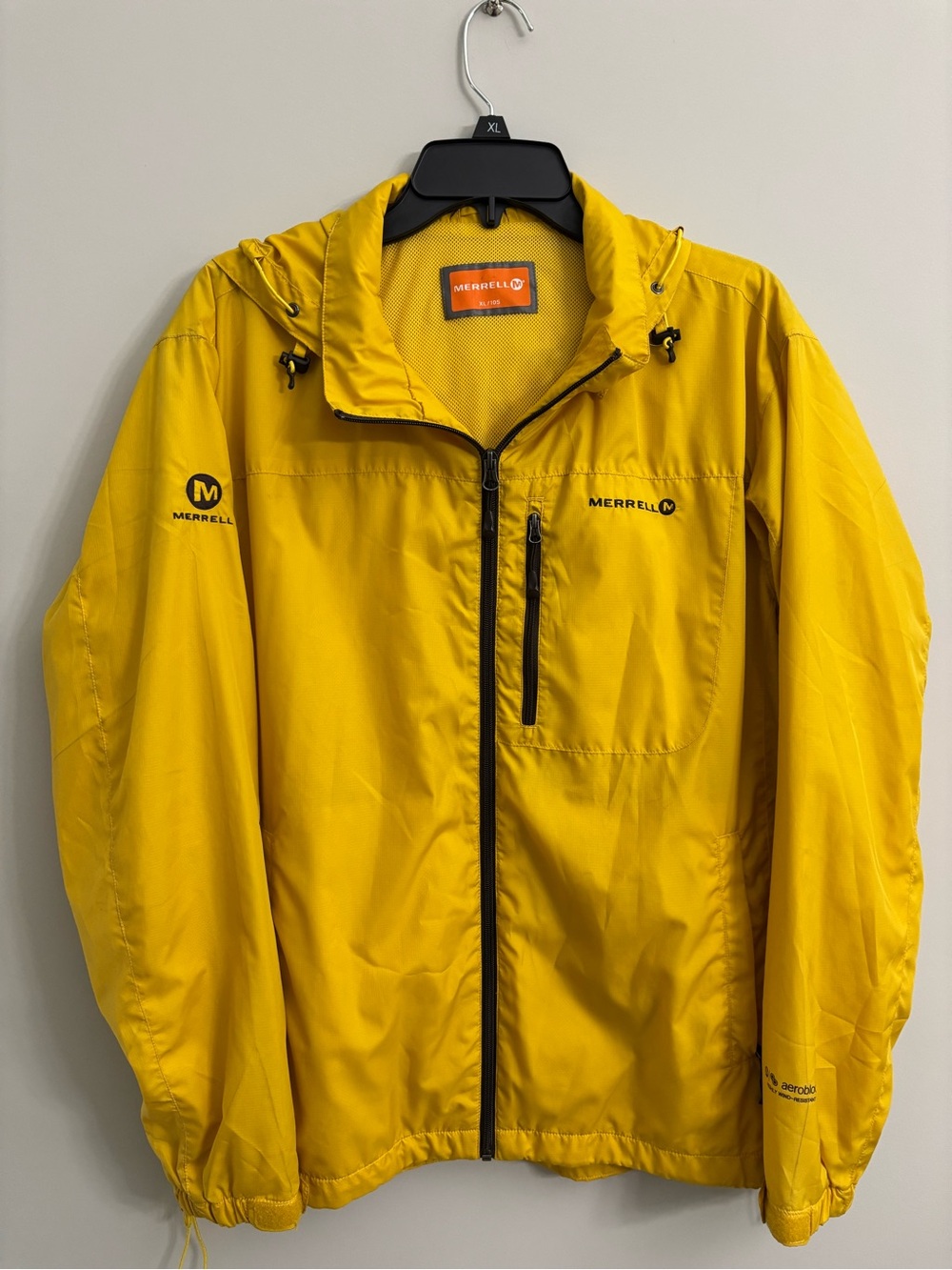 Merrell Men’s Bright Yellow Hooded Windbreaker Jacket